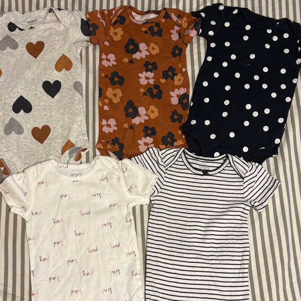 Carter's Multicolor Bodysuit Set - Hearts, Flowers, Polka Dots, Stripes